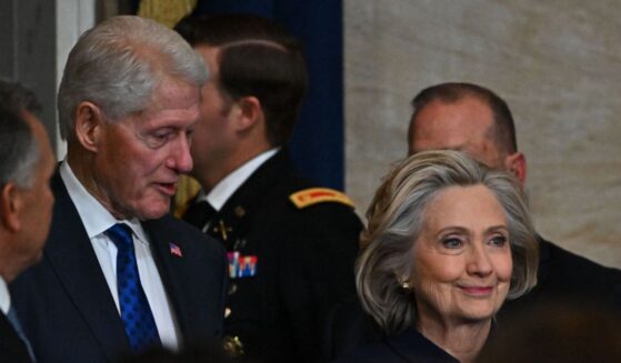 Former President Bill Clinton and former Secretary of State Hillary Clinton arrive at the 60th inaugural ceremony where Donald Trump was sworn in as the 47th president on Jan. 20, 2025, in the U.S. Capitol Rotunda in Washington, D.C.