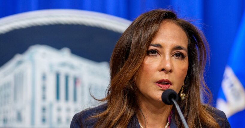 Assistant Attorney General for Civil Rights Harmeet Dhillon speaks during a news conference at the Justice Department on Sept. 29, 2025, in Washington, D.C.