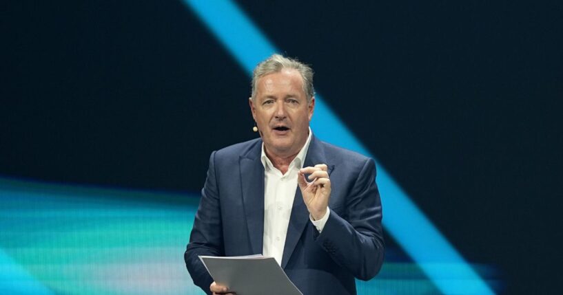 Piers Morgan speaks on stage during the "Founder Operators: Entrepreneurship in the Entertainment Economy" panel at the 2025 Joy Forum at SEF Arena on Oct. 17, 2025, in Riyadh, Saudi Arabia.