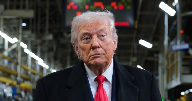 President Donald Trump tours the Ford River Rouge Complex on Jan. 13, 2026, in Dearborn, Michigan.