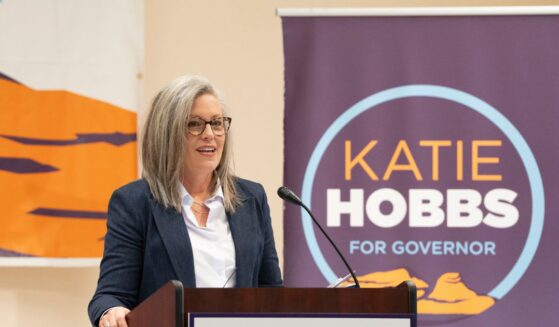Arizona Gov. Katie Hobbs speaks during her "Arizona First" rally at El Rio Center on Nov. 1, 2025, in Tucson, Arizona.