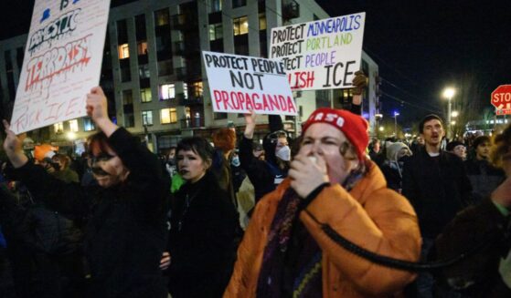 Anti-ICE activists march during a protest at the U.S. Immigration and Customs Enforcement facility on Jan. 9, 2026, in Portland, Oregon.