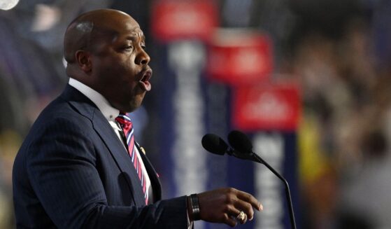 Rep Wesley Hunt speaks on stage during the first day of the Republican National Convention at the Fiserv Forum on July 15, 2024, in Milwaukee, Wisconsin.