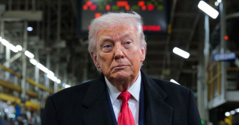 President Donald Trump tours the Ford River Rouge Complex on Jan. 13, 2026, in Dearborn, Michigan.