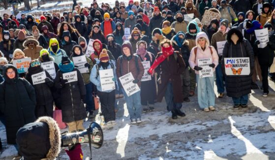 Students protest against ICE during a walkout at the University of Minnesota on Jan. 26, 2026, in Minneapolis, Minnesota.