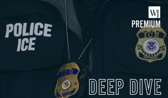 An ICE patch and badge worn by a Department of Homeland Security agent present while Vice President JD Vance spoke at Royalston Square on Jan. 22, 2026 in Minneapolis, Minnesota.