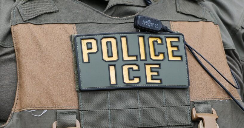 A U.S. Immigration and Customs Enforcement officer is seen in a file photo from February 2025.