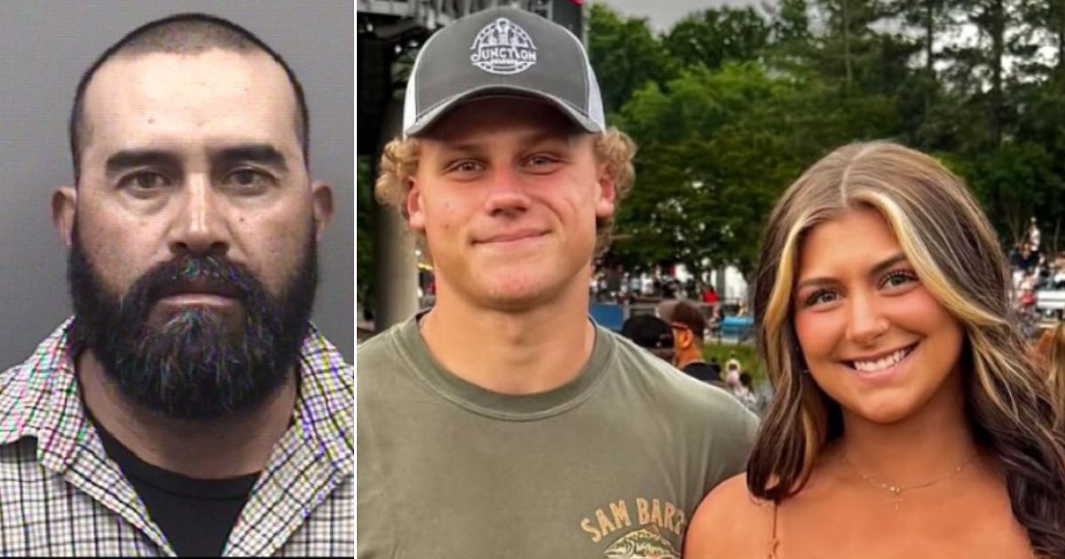 Juan Alvarado Aguilar, left, has been charged in the deaths of 20-year-old Fletcher Harris and 19-year-old Skylar Nichole Provenza after he allegedly crossed the center line while driving a truck and hit the young couple head-on.