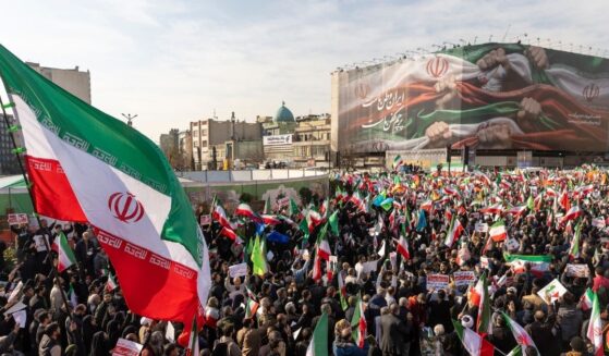 A crowd gathers Monday during what was described as a pro-government rally in Tehran, Iran.