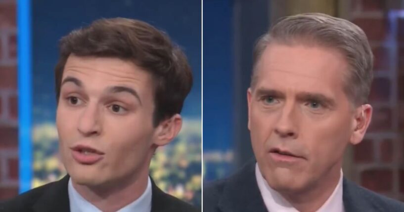 A smug young activist, Cameron Kasky, left, accused President Donald Trump of being part of a "human sex-trafficking network," and doubled down when conservative CNN panelist Scott Jennings, right, called him out. However, Kasky later apologized and retracted his statement, saying he "said that by accident and didn't mean it."