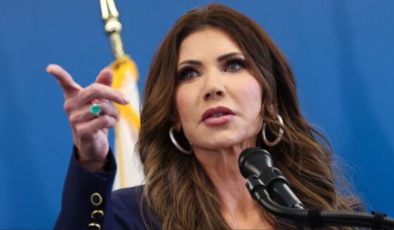 Secretary of Homeland Security Kristi Noem speaks during a Thursday news conference to discuss ICE operations.