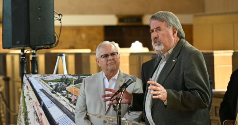 Rep. Doug LaMalfa speaks during a news conference at Union Station in downtown Los Angeles on Feb. 20, 2025.