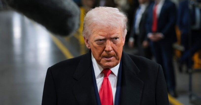 President Donald Trump tours an assembly line at Ford River Rouge Complex in Dearborn, Michigan, on Jan. 13, 2026.