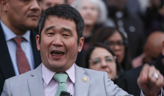 California Democratic Representative David Min speaks at a rally in Washington, DC on Feb. 4, 2025.
