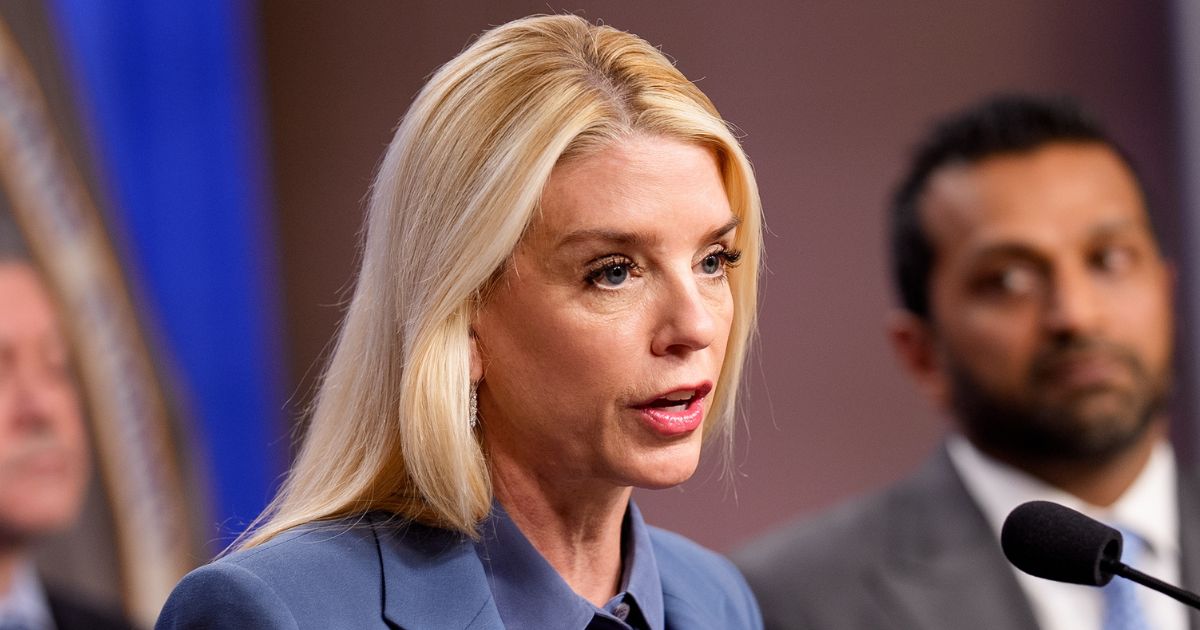 Attorney General Pam Bondi speaks at a news conference accompanied by top FBI officials on Dec. 4, 2025 in Washington, DC.