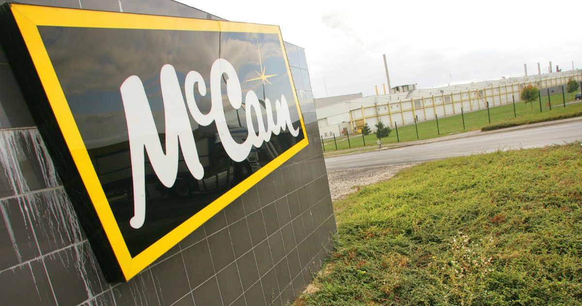 A view of the McCain logo outside the food company's factory in Matougues, northern France on Oct. 1, 2009.