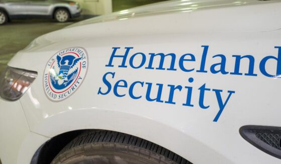 Close-up logo of the Department of Homeland Security on a car in San Francisco on Feb. 25, 2019.