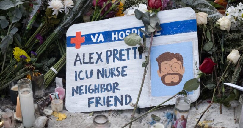 A vigil for the late ICU nurse and anti-ICE demonstrator Alex Pretti in Minneapolis, Minnesota, on Jan. 25, 2026.