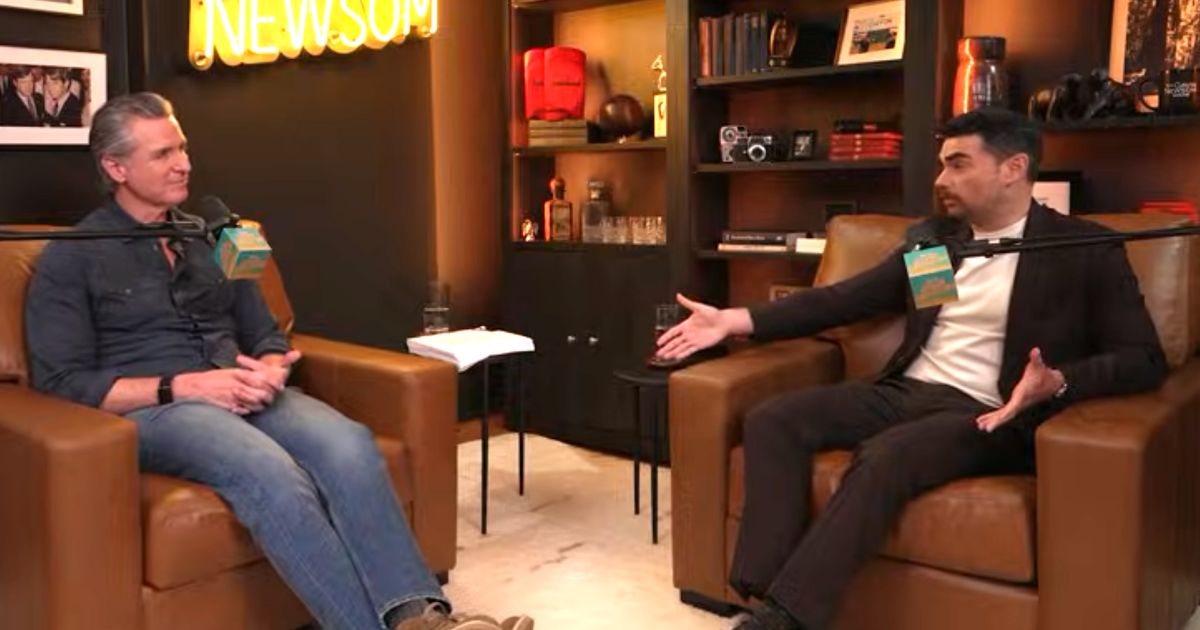 Ben Shapiro, right, called out California Gov. Gavin Newsom for a social media post Newsom's team put out.