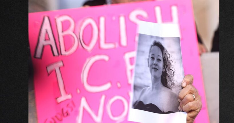 A protester holds an
