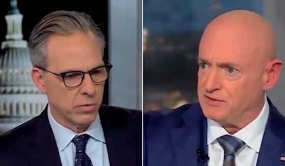 Sen. Mark Kelly, of Arizona, right, one of the Democratic Party lawmakers who appeared in the recent "Seditious Six" video, served up a word salad when CNN's Jake Tapper, left, asked whether U.S. troops should have refused President Donald Trump's orders regarding the capture of Venezuelan dictator Nicolás Maduro.