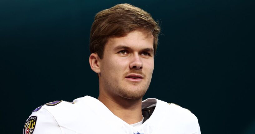 Tyler Loop #33 of the Baltimore Ravens, seen in an Oct. 30 photo, said, "God’s got my back."