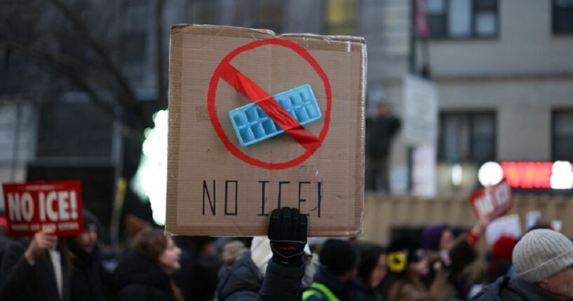 A demonstration against Immigration and Customs Enforcement is pictured on Friday in New York City.