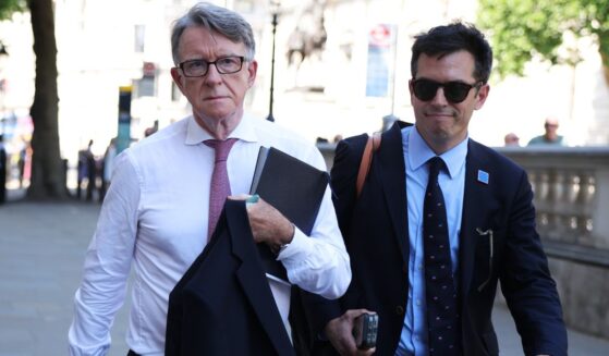 British Ambassador to the United States Peter Mandelson attends the emergency COBRA meeting on June 18, 2025, in London, England.