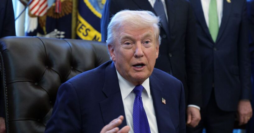 President Donald Trump speaks as he announces the creation of the U.S. strategic critical minerals reserve during an event in the Oval Office of the White House on Feb. 2, 2026, in Washington, D.C.