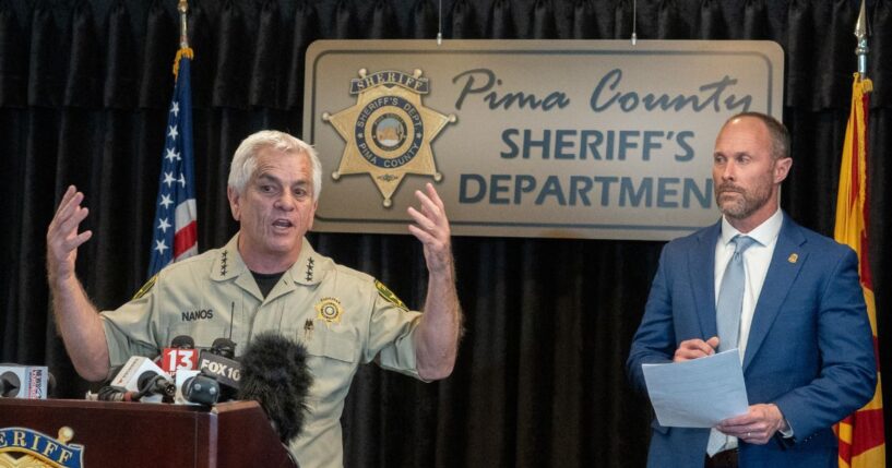 Pima County Sheriff Chris Nanos speaks to the media on Feb. 3, 2026, in Tucson, Arizona, about the search for Nancy Guthrie, the missing mother of NBC host Savannah Guthrie.