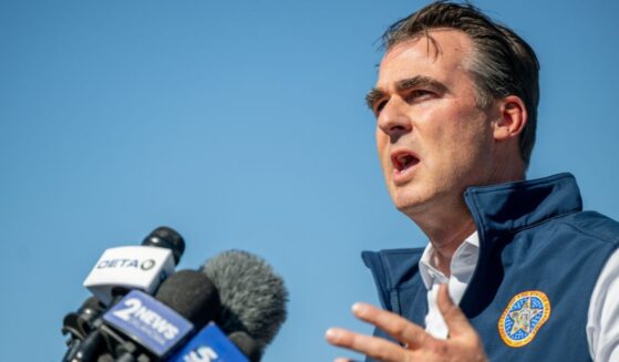 Oklahoma Gov. Kevin Stitt updates the media on a deadly tornado that ripped through this small town Monday night, on May 7, 2024, in Barnsdall, Oklahoma.