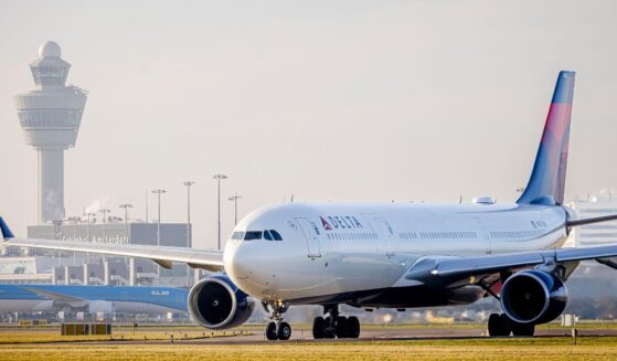 A Delta Air Lines plane departs from Amsterdam Schiphol Airport on Jan. 1, 2025, in Schiphol, Netherlands.