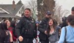 A young woman was arrested during an anti-ICE protest at Enumclaw High School in Washington state on Feb. 13, 2026.