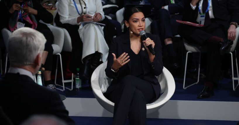 Rep. Alexandria Ocasio-Cortez speaks at a town hall panel on populism at the 62nd Munich Security Conference on Feb. 13, 2026, in Munich, Germany.