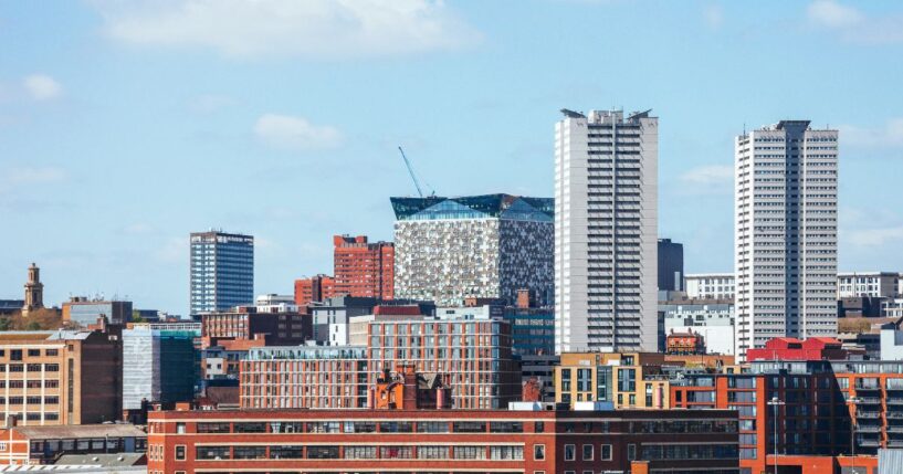 The city skyline in Birmingham, England.