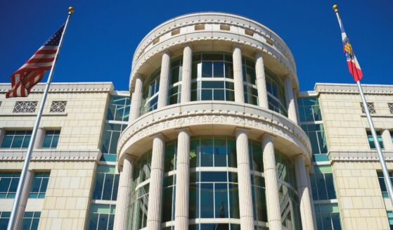 The courthouse landmark architecture in the historic district of Salt Lake City, Utah.