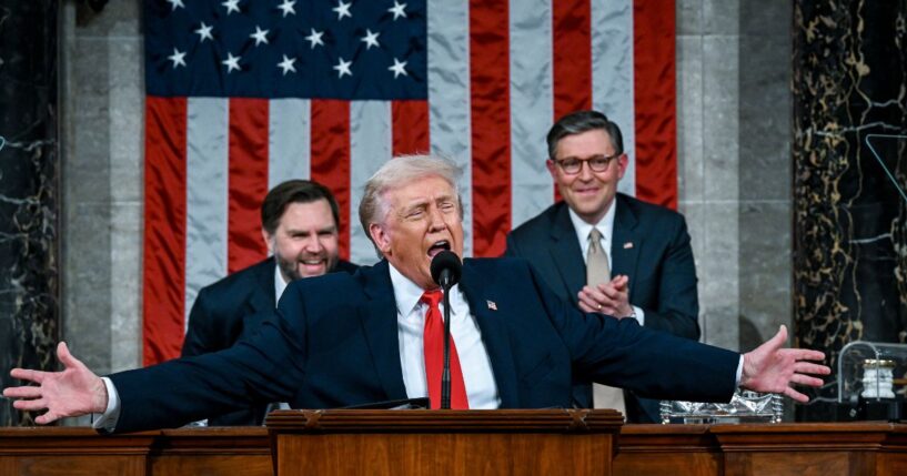 President Donald Trump delivers the State of the Union address during a joint session of Congress in the House Chamber at the Capitol on Feb. 24, 2026, in Washington, D.C.