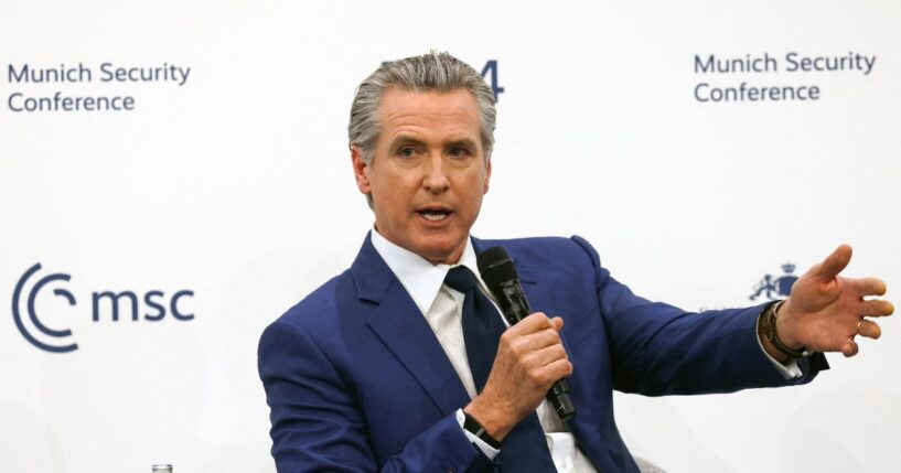 California Gov. Gavin Newsom takes part in a panel discussion during the 62nd Munich Security Conference on Feb. 13, 2026, in Munich, Germany.