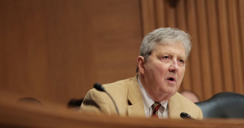 Sen. John Kennedy speaks during the Senate Banking, Housing, and Urban Affairs Committee in the Dirksen Senate Office Building on Feb. 26, 2026, in Washington, D.C.