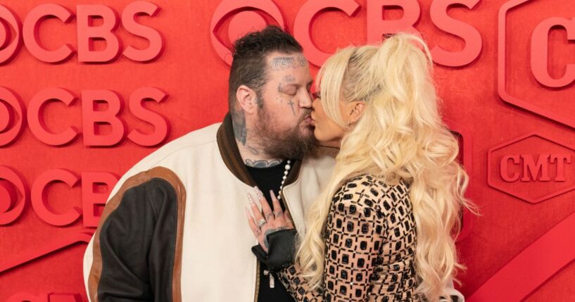 Jelly Roll and his wife, singer Bunnie Xo, attend the 2024 Country Music Television Awards at the Moody Center in Austin, Texas, on April 7, 2024.