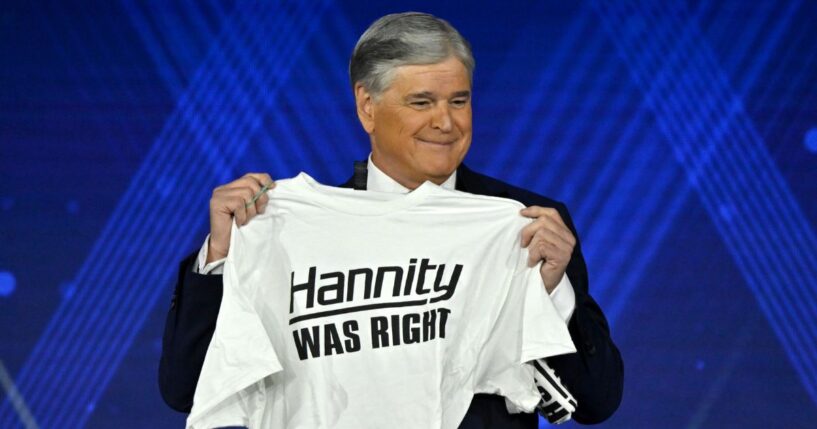 Fox commentator Sean Hannity, seen in a November photo, is besting CNN even with his late-night reruns.