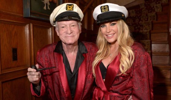 Hugh Hefner and his wife Crystal Harris Hefner attend Playboy Mansion's Annual Halloween Bash at the Los Angeles Playboy Mansion in a file photo from Oct. 25, 2014.
