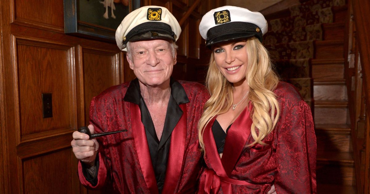 Hugh Hefner and his wife Crystal Harris Hefner attend Playboy Mansion's Annual Halloween Bash at the Los Angeles Playboy Mansion in a file photo from Oct. 25, 2014.