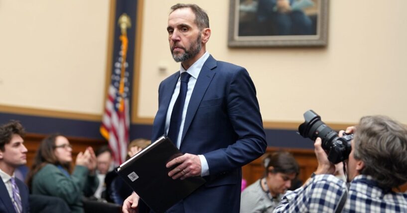 Former Special Counsel Jack Smith returns from a recess to resume his testimony during a hearing before the House Judiciary Committee in the Rayburn House Office Building on Capitol Hill on Jan. 22 in Washington, D.C.