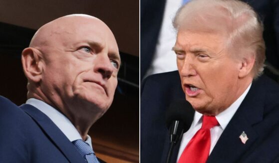Sen. Mark Kelly, left, an Arizona Democrat, was unable to say anything positive about President Donald Trump's State of the Union speech. He couldn't even agree to Trump's challenge to affirm that the government's first duty is to protect the interests of U.S. citizens, rather than illegal aliens.