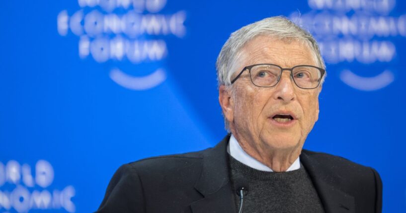 Microsoft co-founder Bill Gates attends a session of the World Economic Forum (WEF) meeting in Davos on Jan. 17, 2024.