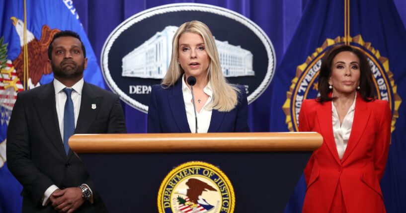 U.S. Attorney General Pam Bondi, FBI Director Kash Patel, and U.S. Attorney for Washington, DC Jeanine Pirro make an announcement on the capture and extradition of Zubayr al-Bakoush, a suspect in the 2012 attack on the US Embassy in Benghazi, Libya, in Washington, DC on Feb. 6, 2026.