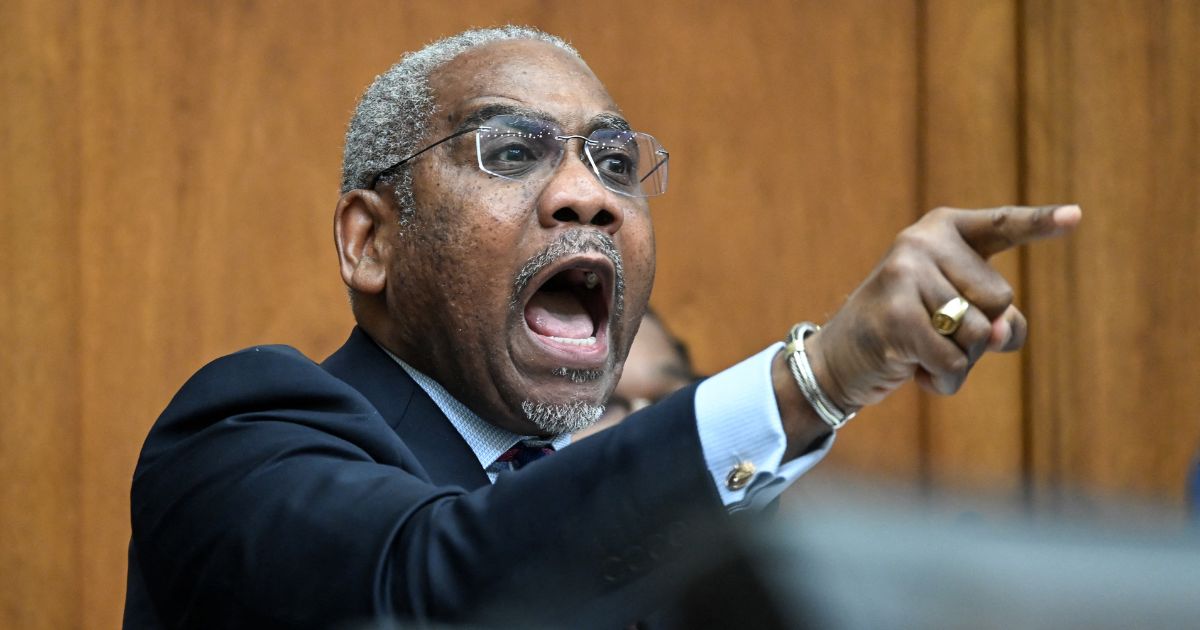 Democratic U.S. Representative Gregory Meeks yells at Treasury Secretary Scott Bessent during a committee hearing on Capitol Hill in Washington, DC, on Feb. 4, 2026.