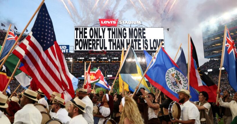 Bad Bunny performs the Halftime Show for Super Bowl 60 at Levi's Stadium in Santa Clara, California, on Feb. 8, 2026.