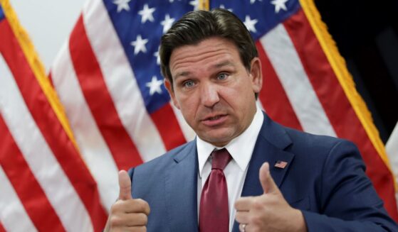 Florida Governor Ron DeSantis gives a thumbs up at a news conference in Miami, Florida, on April 10, 2025.